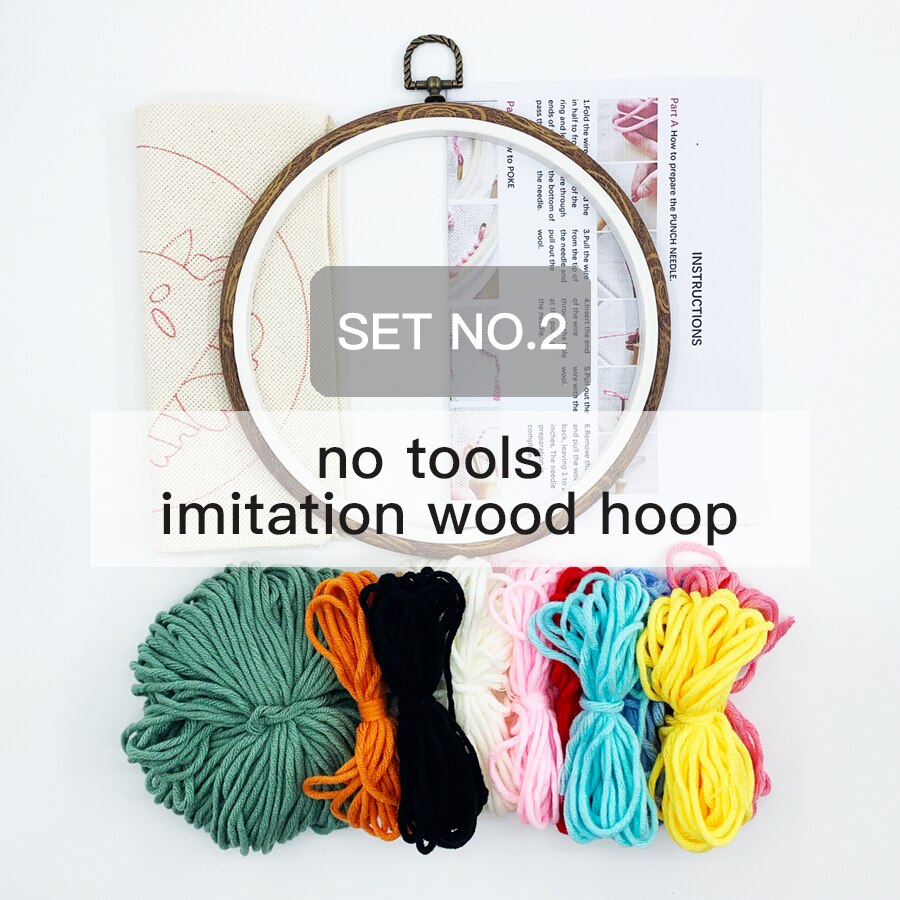 Punch Needle Embroidery Kit with Yarn for Beginners Easy Embroidery DIY Needlework Wool Work Home Decor Custom Embroidery