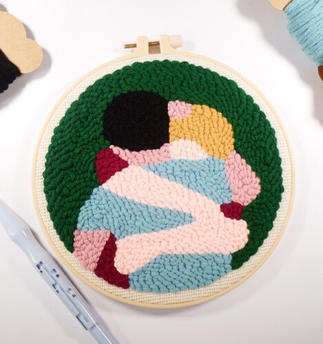 Punch Needle Embroidery Kit with Yarn for Beginners Easy Embroidery DIY Needlework Wool Work Home Decor Custom Embroidery