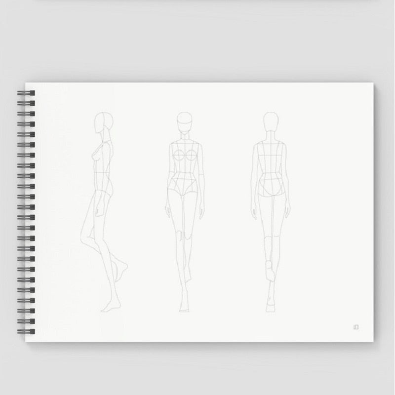 A4 Clothing Designer Dotted Line Human Body Painting Notebook Design Professional Women&#39;s Men&#39;s Clothing Sketch Book 50 sheets