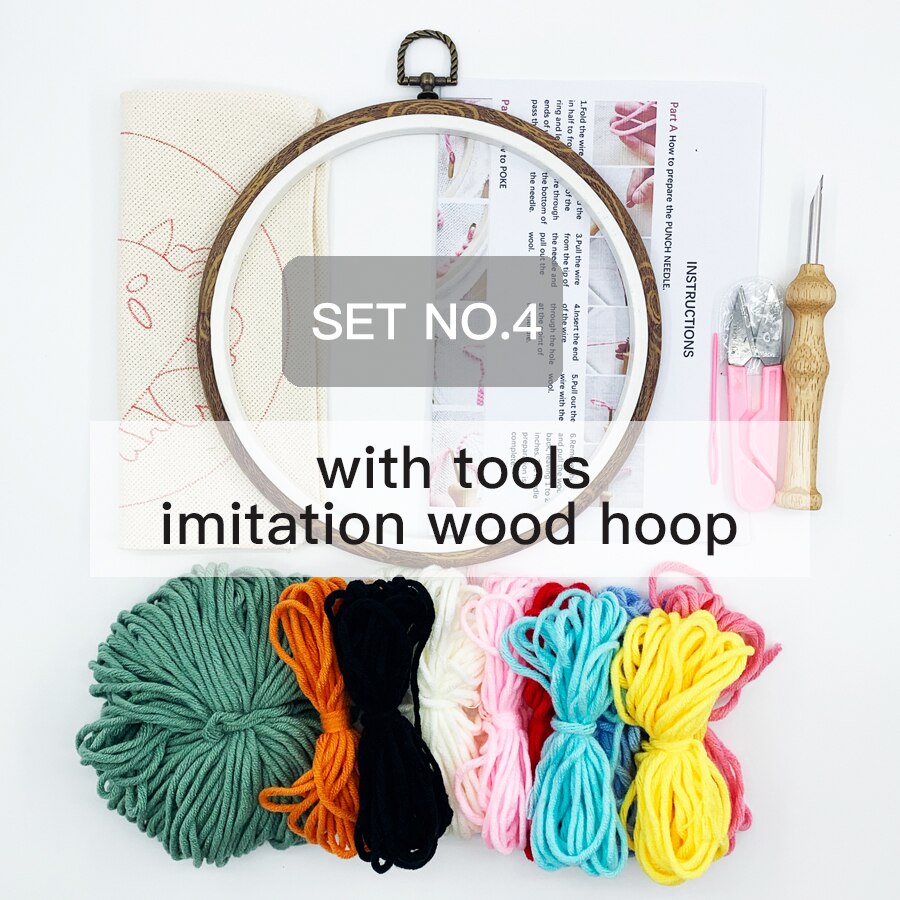 Punch Needle Embroidery Kit with Yarn for Beginners Easy Embroidery DIY Needlework Wool Work Home Decor Custom Embroidery