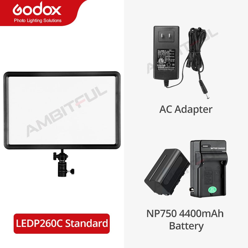 GODOX LEDP260C Ultra-thin 30W 3300-5600k LED Video Light Panel Lamp for Digital DSLR Camera Studio Photography