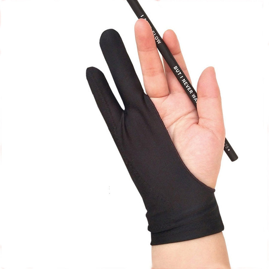 1pc Black 2 Fingers Anti-fouling Gloves Anti Touch Hand Drawing for Sketch Oil Paintings Students Digital Tablet Writing Glove