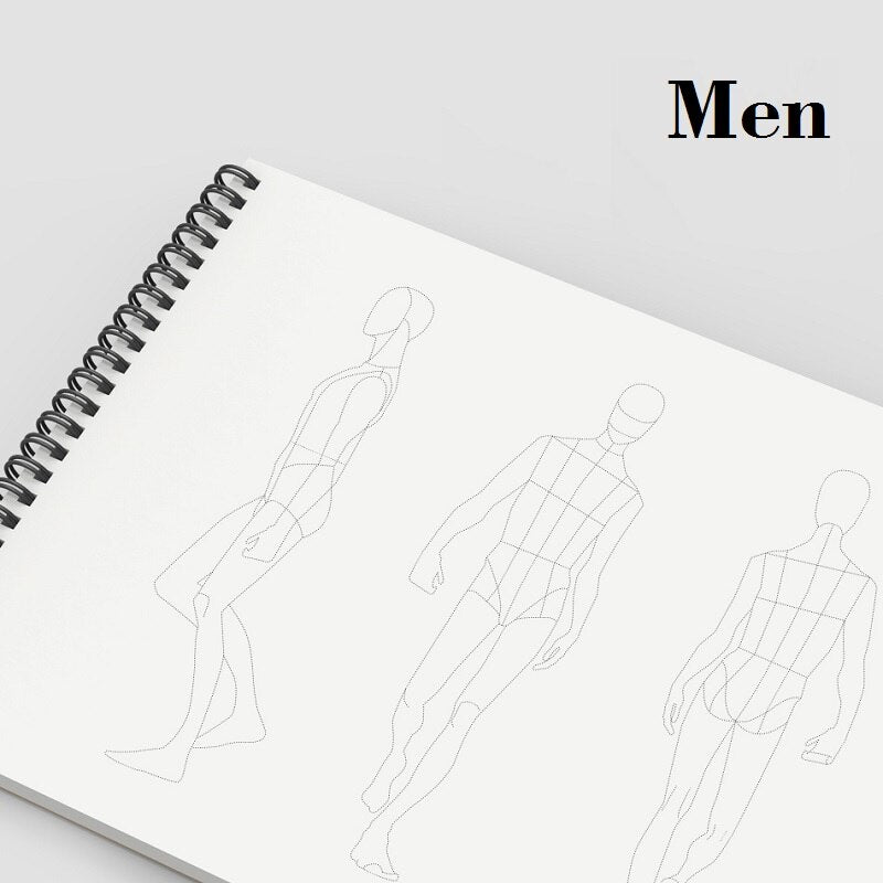 A4 Clothing Designer Dotted Line Human Body Painting Notebook Design Professional Women&#39;s Men&#39;s Clothing Sketch Book 50 sheets