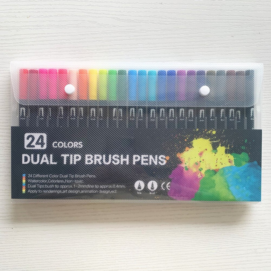 60 Pcs Colour Pens Marker, Dual Tip Brush Pens Art Markers Fineliner WaterColor Drawing Pens for Adult Colouring Books,Sketching
