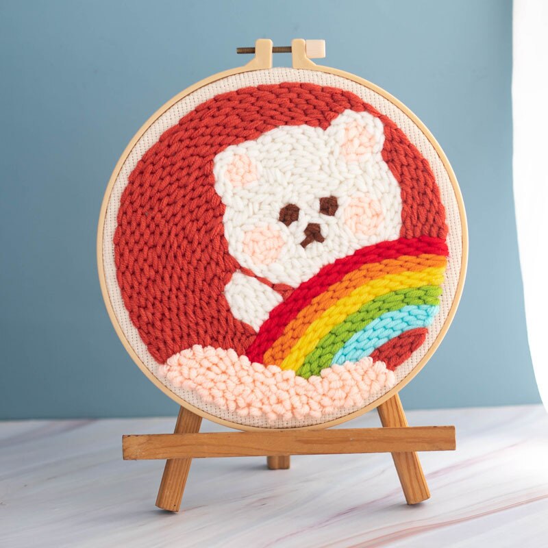 Punch Needle Embroidery Kit with Yarn for Beginners Easy Embroidery DIY Needlework Wool Work Home Decor Custom Embroidery