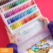 60 Pcs Colour Pens Marker, Dual Tip Brush Pens Art Markers Fineliner WaterColor Drawing Pens for Adult Colouring Books,Sketching
