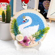 Punch Needle Embroidery Kit with Yarn for Beginners Easy Embroidery DIY Needlework Wool Work Home Decor Custom Embroidery