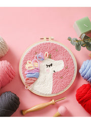 Punch Needle Embroidery Kit with Yarn for Beginners Easy Embroidery DIY Needlework Wool Work Home Decor Custom Embroidery