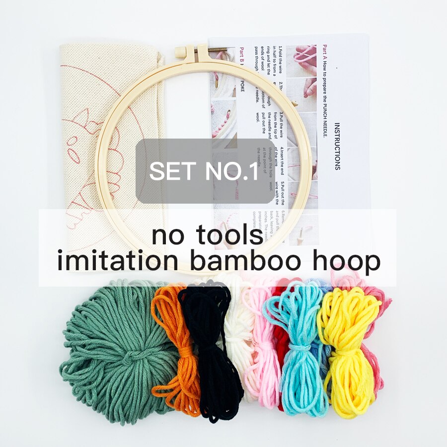 Punch Needle Embroidery Kit with Yarn for Beginners Easy Embroidery DIY Needlework Wool Work Home Decor Custom Embroidery