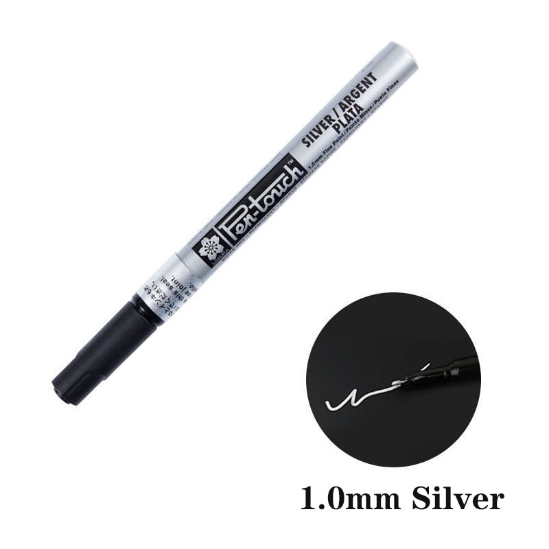 Silver Gold Permanent Metallic Marker Pens 0.7/1.0/2.0mm Student Sketch Graffiti Art Markers Hook Liner Pen Japanese Stationery