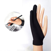 1pc Black 2 Fingers Anti-fouling Gloves Anti Touch Hand Drawing for Sketch Oil Paintings Students Digital Tablet Writing Glove