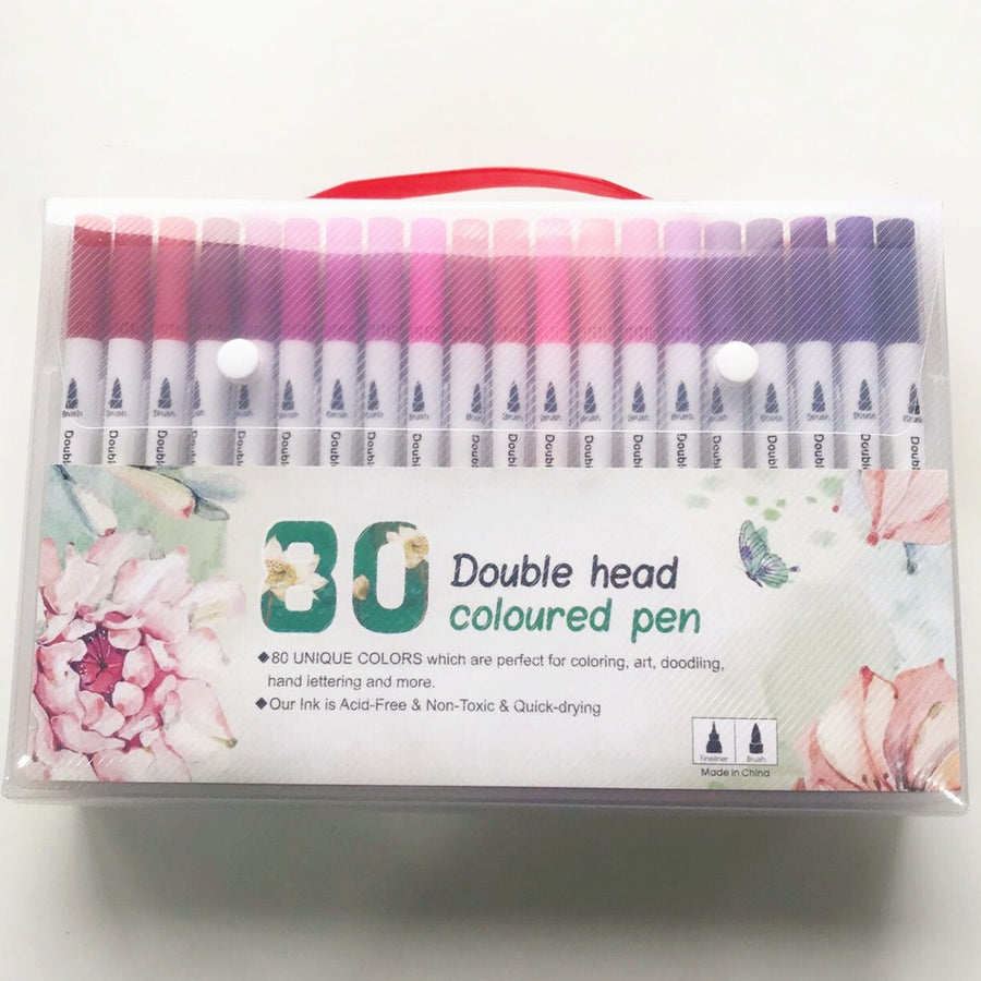 60 Pcs Colour Pens Marker, Dual Tip Brush Pens Art Markers Fineliner WaterColor Drawing Pens for Adult Colouring Books,Sketching