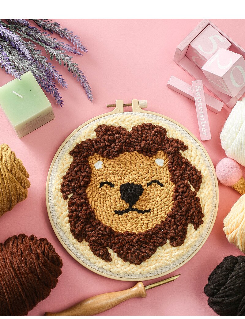 Punch Needle Embroidery Kit with Yarn for Beginners Easy Embroidery DIY Needlework Wool Work Home Decor Custom Embroidery