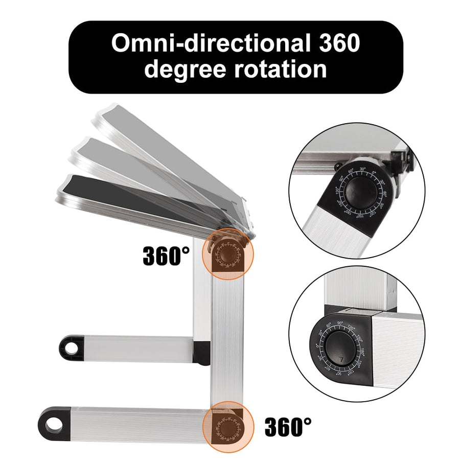 360 Degree Adjustable Computer Table Adjustable Ergonomic Laptop Stand Laptop Desk for Bed Living Room Book Stand