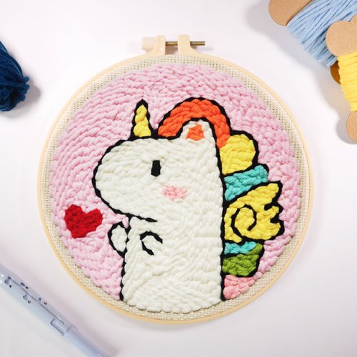 Punch Needle Embroidery Kit with Yarn for Beginners Easy Embroidery DIY Needlework Wool Work Home Decor Custom Embroidery